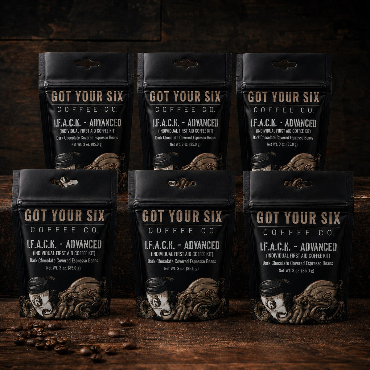 I.F.A.C.K. - ADVANCED Six Pack — Dark Chocolate Covered Espresso Beans