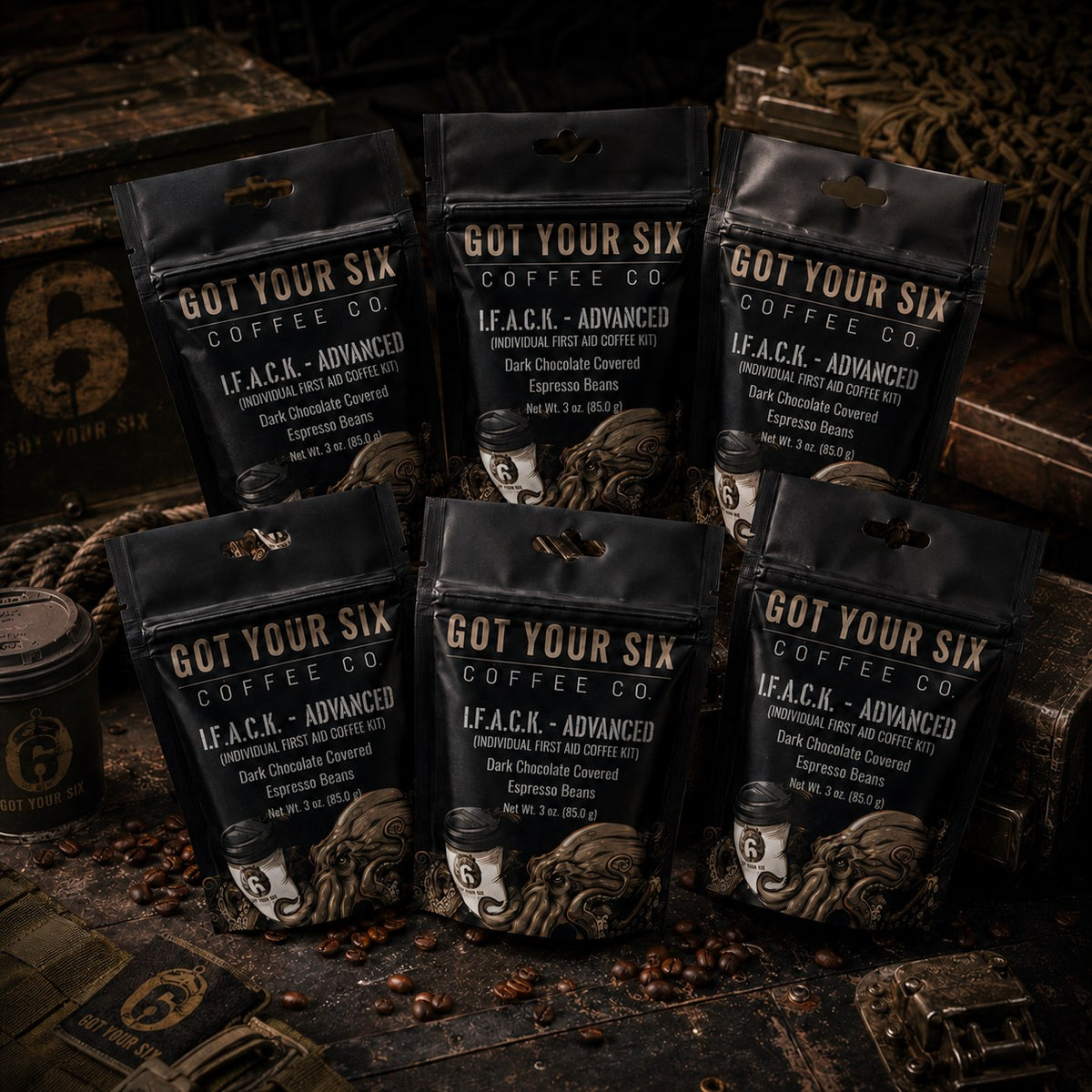 I.F.A.C.K. - ADVANCED Six Pack — Dark Chocolate Covered Espresso Beans