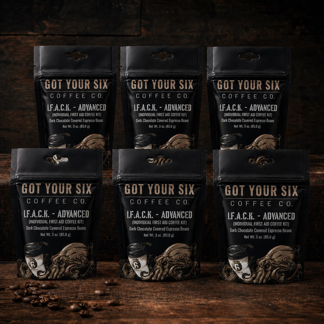 I.F.A.C.K. - ADVANCED Six Pack — Dark Chocolate Covered Espresso Beans