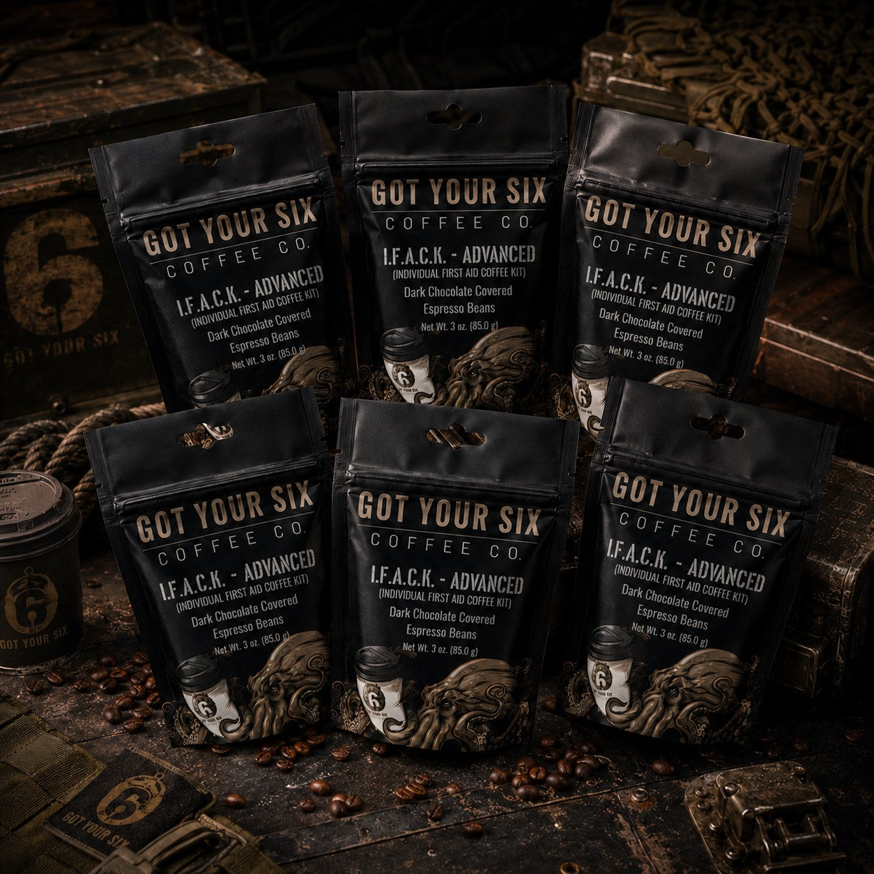 I.F.A.C.K. - ADVANCED Six Pack — Dark Chocolate Covered Espresso Beans