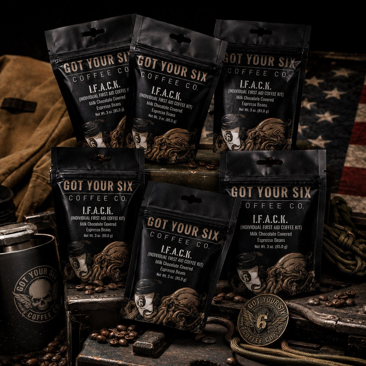 I.F.A.C.K. Six Pack — Milk Chocolate Covered Espresso Beans